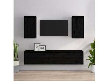 TV skříňky 4 ks masivní borové dřevo [3100171] (Barva Šedá)