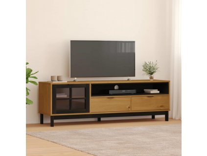 TV skříňka s prosklenými dvířky FLAM 158x40x50 cm borové dřevo [357821]