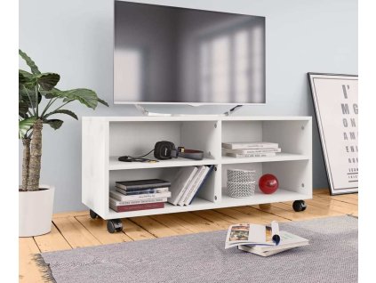 TV stolek s kolečky 90 x 35 x 35 cm dřevotříska [800185] (Barva Bílá a dub sonoma)