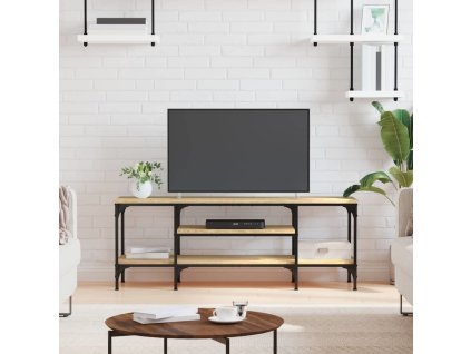 TV stolek 121 x 35 x 45 cm kompozitní dřevo a železo [831804] (Barva dub sonoma)