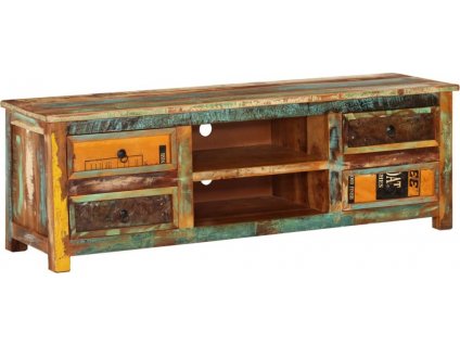 TV stolek 4 zásuvky recyklované dřevo [240955]