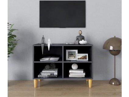 TV stolek nohy z masivního dřeva 69,5 x 30 x 50 cm [805925] (Barva Šedá)