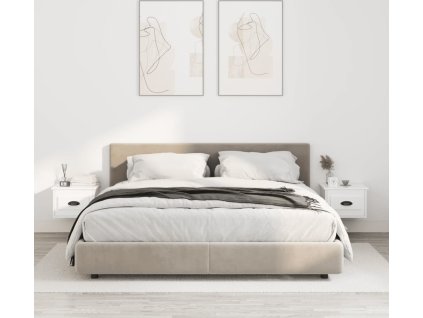 Nástěnné noční stolky 2 ks 41,5 x 36 x 28 cm [816381] (Barva Bílá s vysokým leskem)