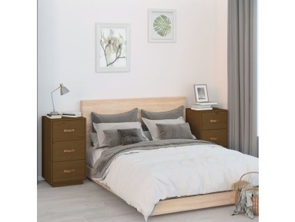 Noční stolky 2 ks 40 x 40 x 75 cm masivní borové dřevo [818336] (Barva Přírodní)