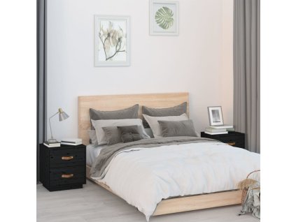 Noční stolky 2 ks 40 x 34 x 45 cm masivní borové dřevo [818334] (Barva Černá)