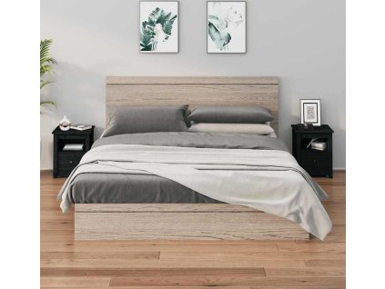 Noční stolky 2 ks 40 x 35 x 49 cm masivní borové dřevo [813718] (Barva Černá)