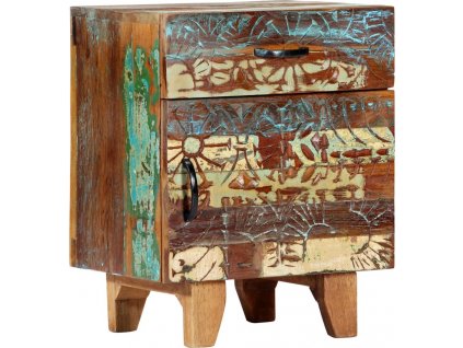 Ručně vyřezávaný noční stolek 40 x 30 x 50 cm recyklované dřevo [247911]