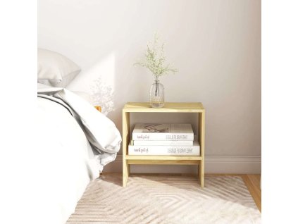 Noční stolek 40 x 30,5 x 40 cm masivní borové dřevo [808053] (Barva Přírodní)