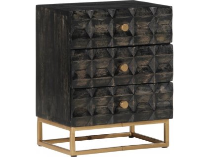 Noční stolek černý 40 x 29 x 50 cm masivní mangovníkové dřevo [351680]