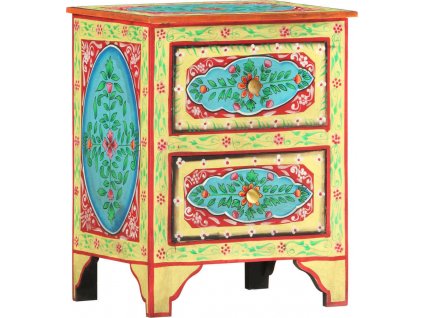 Ručně malovaný noční stolek 40 x 30 x 50 cm masivní mangovník [286158]