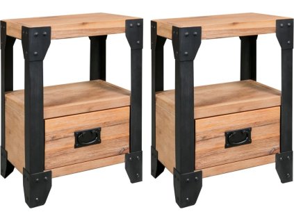 Noční stolek 2 ks masivní akáciové dřevo a ocel 40 x 30 x 54 cm [279100]