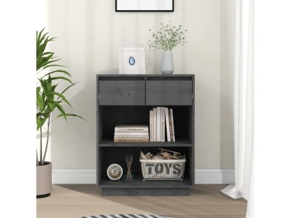 Konzolová skříňka 60 x 34 x 75 cm masivní borové dřevo [813836] (Barva Šedá)