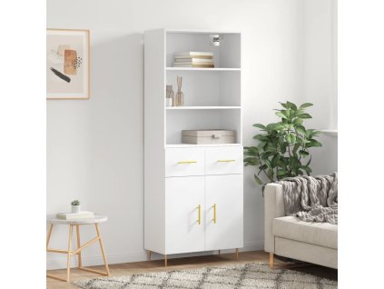 Skříň highboard 69,5 x 34 x 180 cm kompozitní dřevo [3200505] (Barva Bílá)