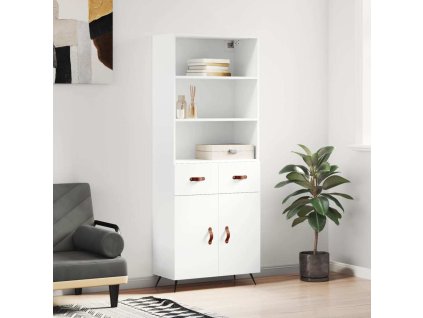 Skříň highboard 69,5 x 34 x 180 cm kompozitní dřevo [3200489] (Barva Bílá)