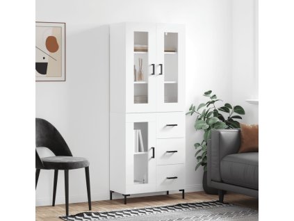 Skříň highboard 69,5 x 34 x 180 cm kompozitní dřevo [3198593] (Barva Bílá)