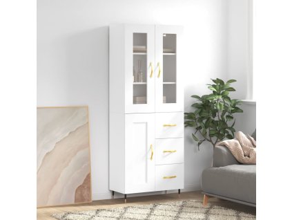 Skříň highboard 69,5 x 34 x 180 cm kompozitní dřevo [3198641] (Barva Bílá)