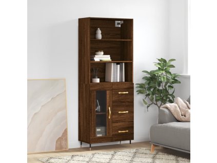 Skříň highboard 69,5 x 34 x 180 cm kompozitní dřevo [3189486] (Barva Černá)
