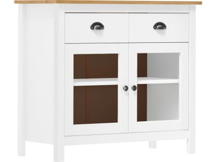 Příborník Hill 90 x 40 x 80 cm masivní borové dřevo [288942] (Barva Bílo-hnědá)