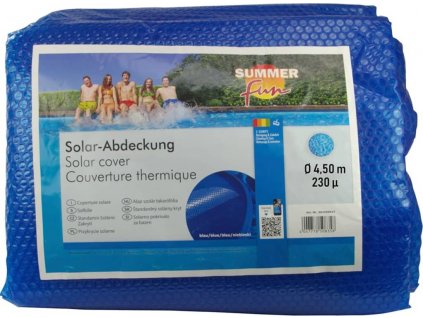 Letní solární plachta na bazén kulatá 450 cm PE modrá [428934]