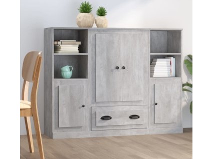 Příborníky 3 ks kompozitní dřevo [3185321] (Barva Bílá s vysokým leskem)