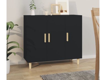 Příborník 90 x 34 x 80 cm kompozitní dřevo [812493] (Barva Černá)