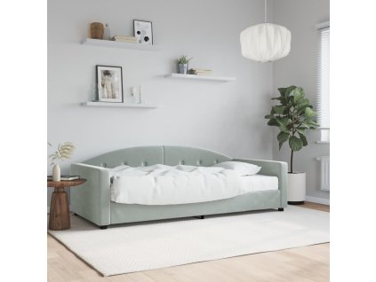 Válenda s matrací 90 x 200 cm samet [3197277] (Barva Světle šedá)