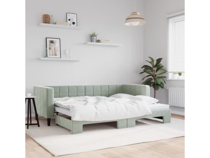 Válenda s přistýlkou 80 x 200 cm samet [3196684] (Barva Světle šedá)