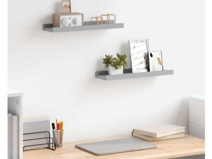 Poličky na zarámované obrázky 2 ks 40 x 9 x 3 cm MDF [323934] (Barva Šedá)