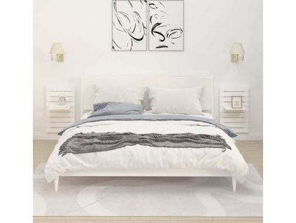 Nástěnné poličky k posteli 2 ks masivní borové dřevo [824769] (Barva Bílá)