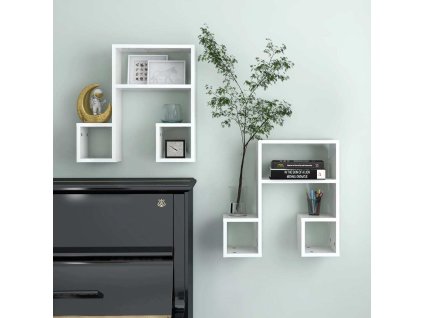 Nástěnné police 2 ks 50 x 15 x 50 cm dřevotříska [807247] (Barva Bílá s vysokým leskem)