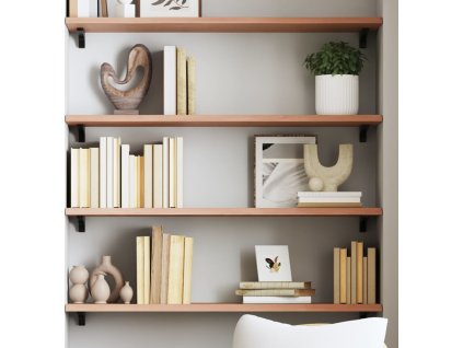 Nástěnná police 80x30x2 cm ošetřený masivní dub [363782] (Barva Tmavě hnědá)