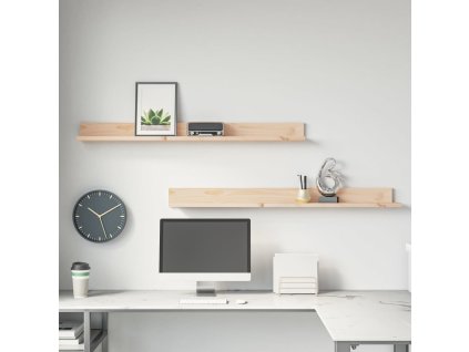 Nástěnné police 2 ks 110 x 11 x 9 cm masivní borové dřevo [823609] (Barva Přírodní)
