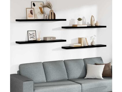 Plovoucí nástěnné police 4 ks 120 x 23,5 x 3,8 cm MDF [323780] (Barva černá s vysokým leskem)