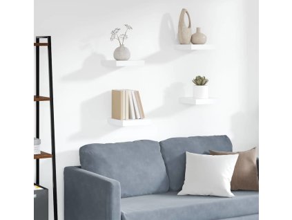 Plovoucí nástěnné police 4 ks 23 x 23,5 x 3,8 cm MDF [323804] (Barva Bílá)