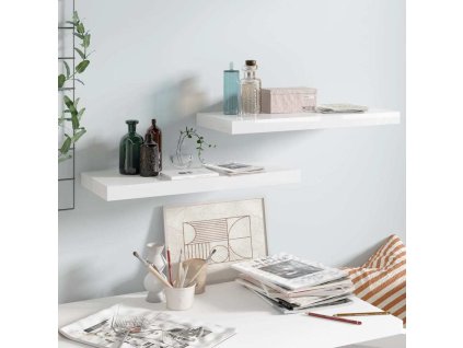 Plovoucí nástěnné police 2 ks 60 x 23,5 x 3,8 cm MDF [323749] (Barva Bílá s vysokým leskem)