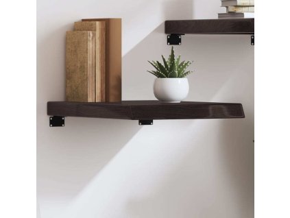 Nástěnná police 40x50x(2-6)cm ošetřený masivní dub [363754] (Barva Tmavě hnědá)