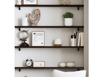 Nástěnná police 100x10x2 cm ošetřený masivní dub [363794] (Barva Tmavě hnědá)