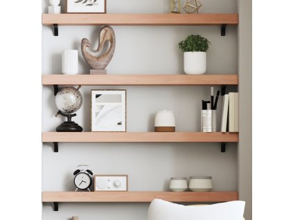 Nástěnná police 100x10x6 cm ošetřený masivní dub [363796] (Barva Tmavě hnědá)