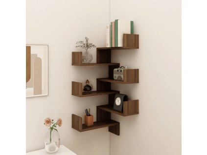 Nástěnné rohové police 2 ks 40x40x49,5 cm kompozit [815209] (Barva Hnědý dub)