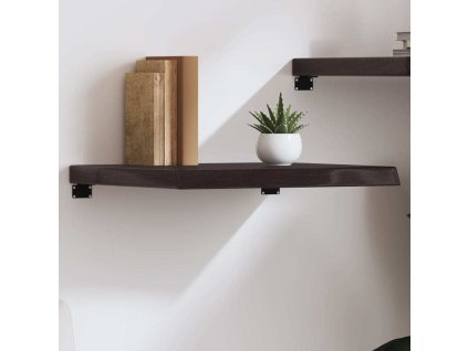 Nástěnná police 60x50x(2-6)cm ošetřený masivní dub [363772] (Barva Tmavě hnědá)