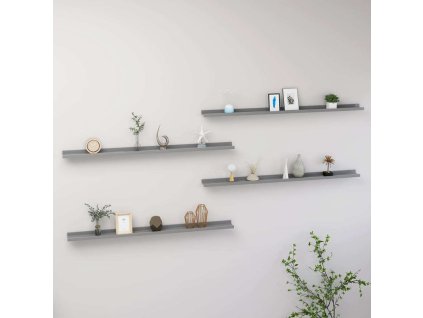 Nástěnné police 4 ks 115 x 9 x 3 cm [326678] (Barva Šedá)