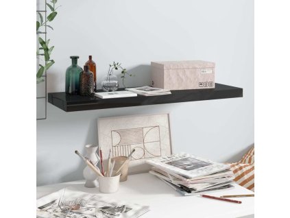 Plovoucí nástěnná police 80 x 23,5 x 3,8 cm MDF [323772] (Barva černá s vysokým leskem)