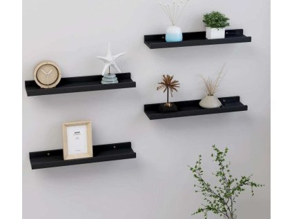 Nástěnné police 4 ks 40 x 9 x 3 cm [326667] (Barva Černá)