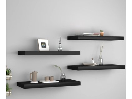 Plovoucí nástěnné police 4 ks 60 x 23,5 x 3,8 cm MDF [323834] (Barva Černá)