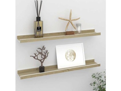 Nástěnné police 2 ks 60 x 9 x 3 cm [326690] (Barva Bílá a dub sonoma)