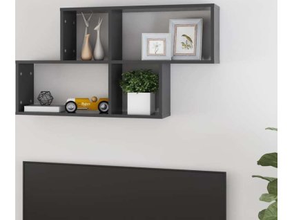 Nástěnná police 100 x 18 x 53 cm kompozitní dřevo [807162] (Barva Šedá)