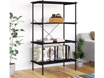 Policový regál se 4 policemi 80 x 40 x 130 cm [336343] (Barva Černá)