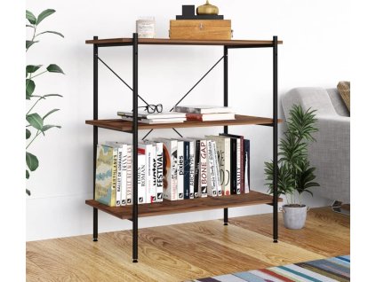 Policový regál se 3 policemi 80 x 40 x 92 cm [336341] (Barva černá a tmavé dřevo)