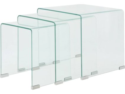 Hnízdové stolky 3 ks 42 x 42 x 41,5 cm tvrzené sklo [244190] (Barva Transparentní)