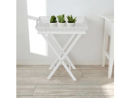 Bílý stolek s podnosem na květináče [241148]
